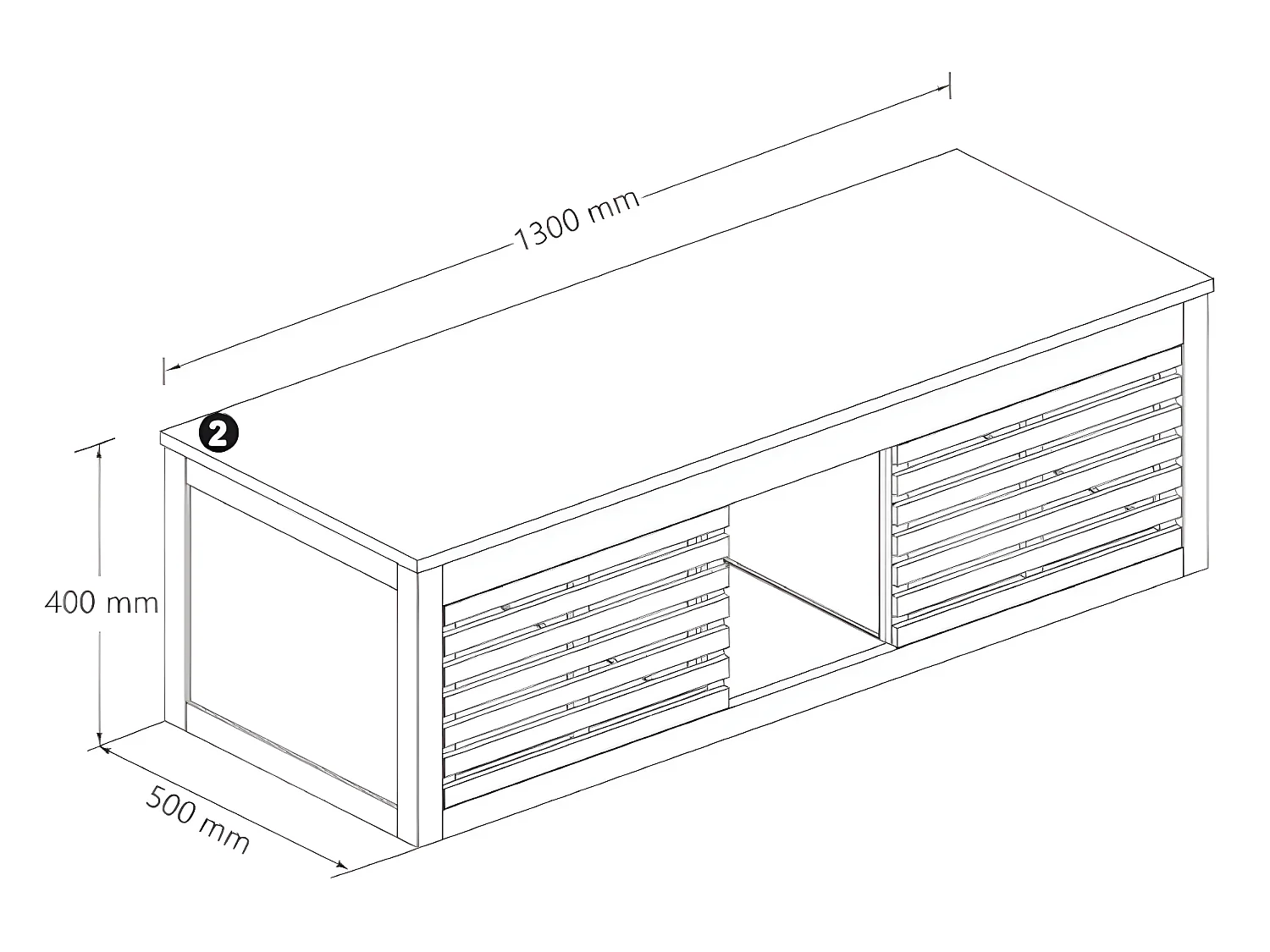 Vegghengt baderomsskap i akasietre med dobbelvask - 130 cm  - PENEBEL