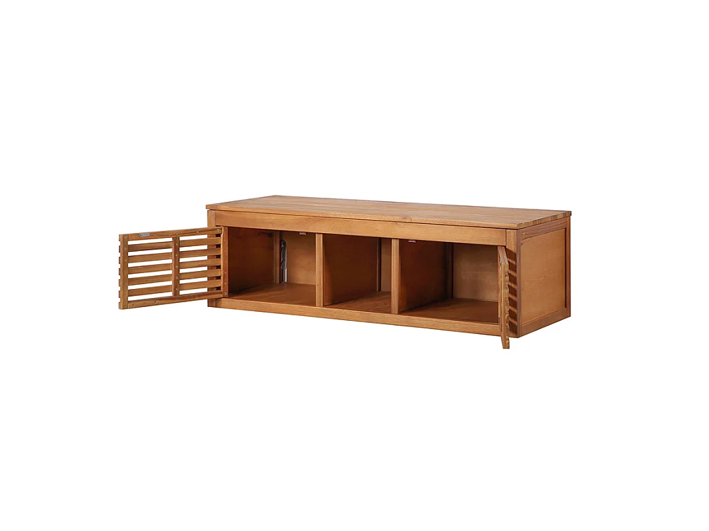 Hangend badkamermeubel van acaciahout met dubbele wastafel - 130 cm - PENEBEL