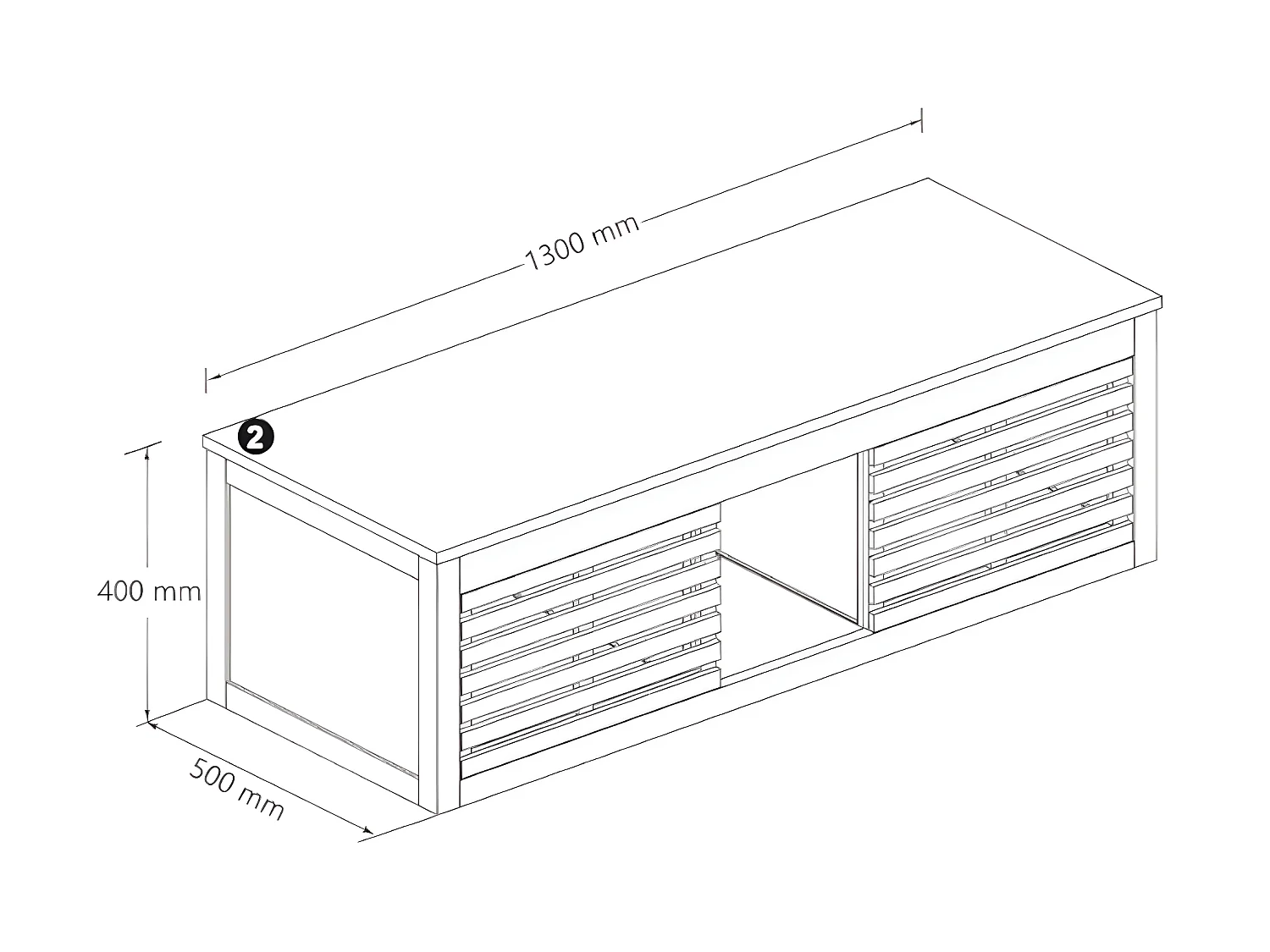 Hangend badkamermeubel van acaciahout met dubbele wastafel - 130 cm - PENEBEL