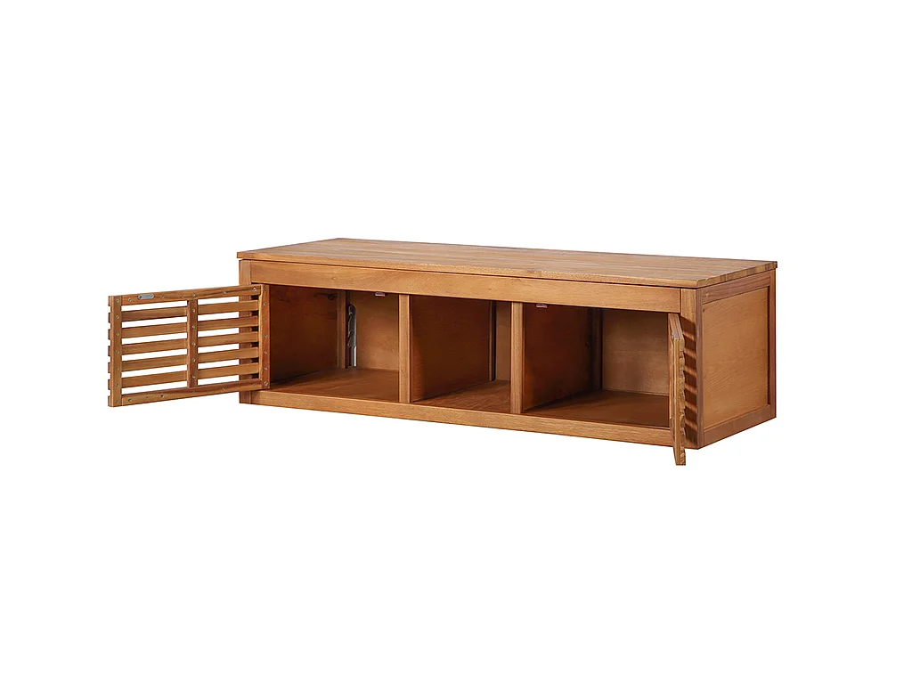Meuble de salle de bain suspendu en bois d'acacia avec double vasque - 130 cm  - PENEBEL