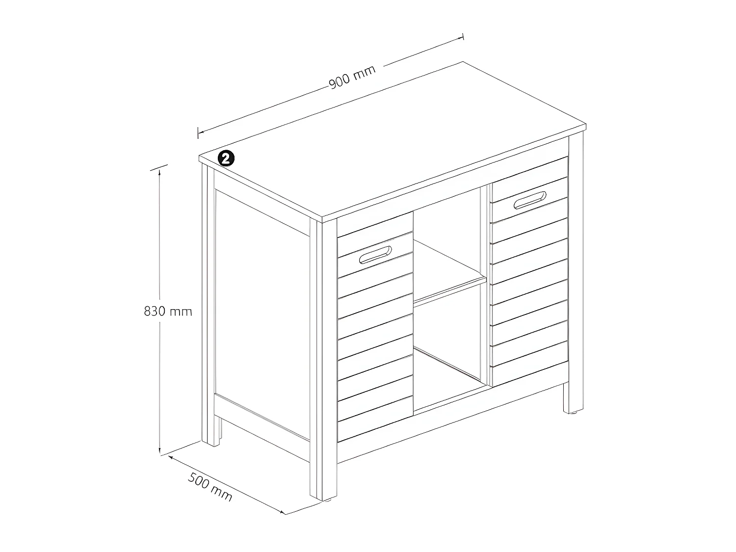 Waschbeckenunterschrank mit Einzelwaschbecken - Akazienholz - 90 cm - PULUKAN