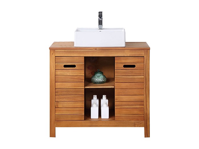 Meuble de Salle de Bain en Bois et Acier avec Vasque