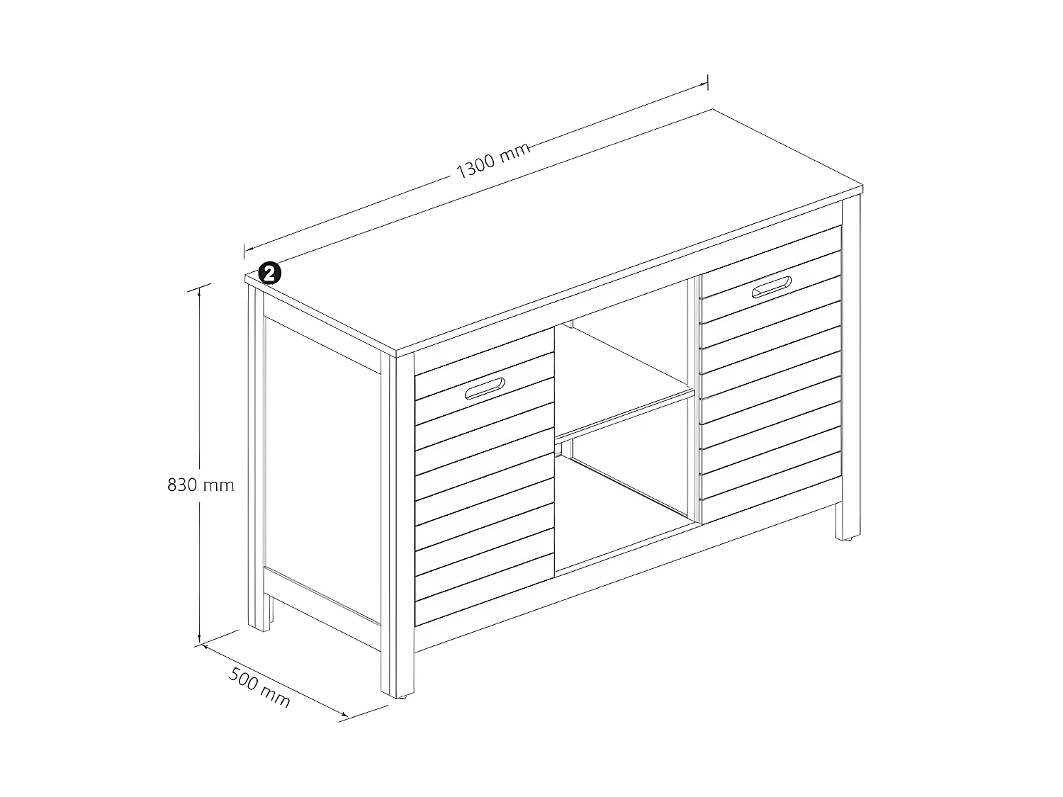 Badkamermeubel van acaciahout met enkele wastafel - 130 cm - PULUKAN