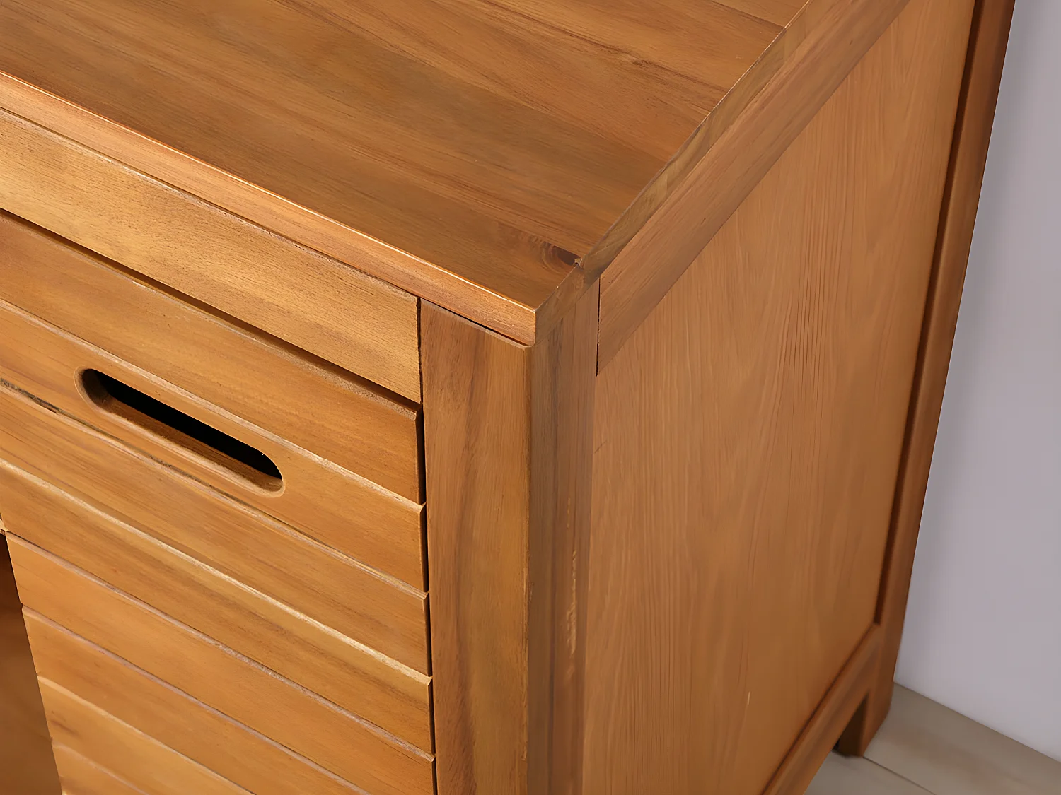 Waschbeckenunterschrank mit Einzelwaschbecken + Spiegel - Akazienholz - 90 cm - PULUKAN