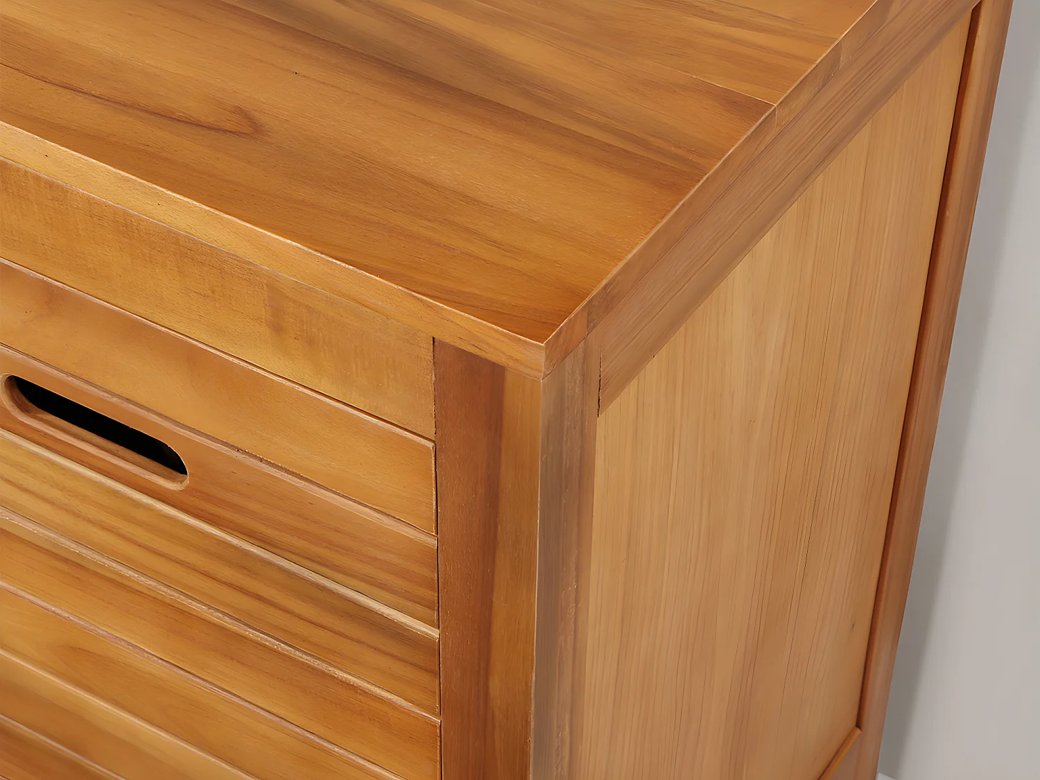 Mueble de baño de madera de acacia con doble lavabo y espejos - 130  cm - PULUKAN