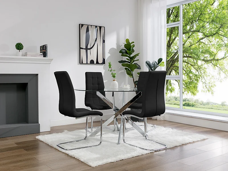 Conjunto mesa COSIMA + 2 sillas NADYA - Negro
