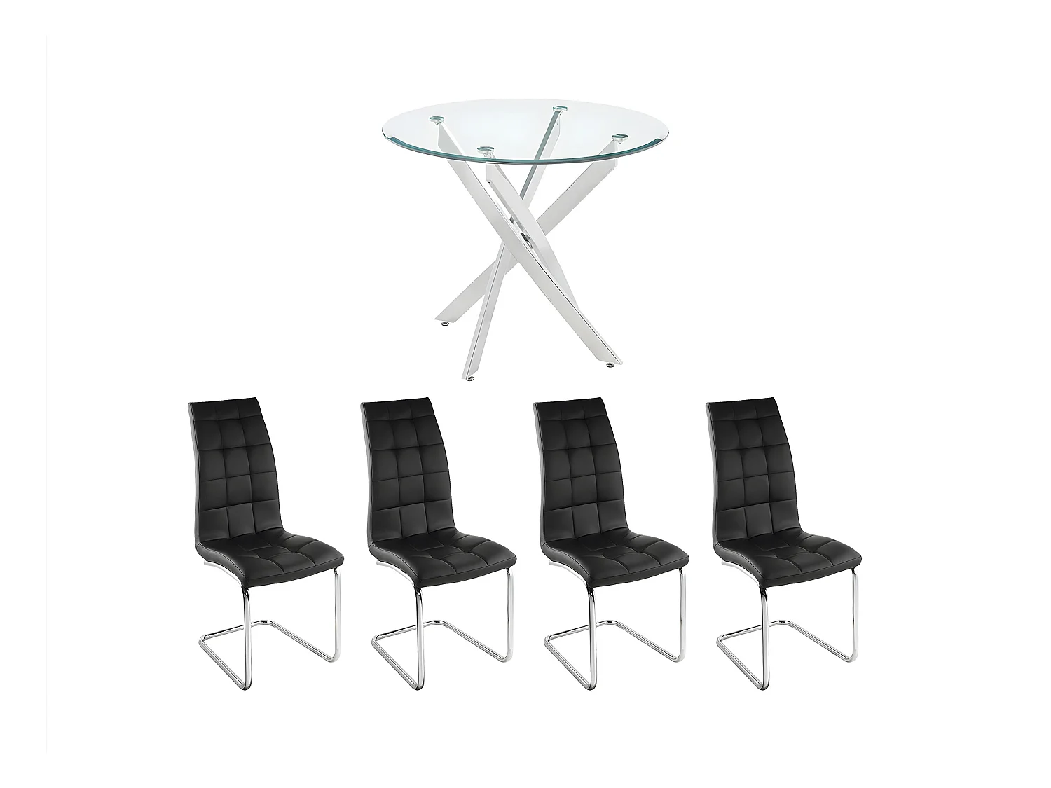 Ensemble table COSIMA + 2 chaises NADYA - Noir