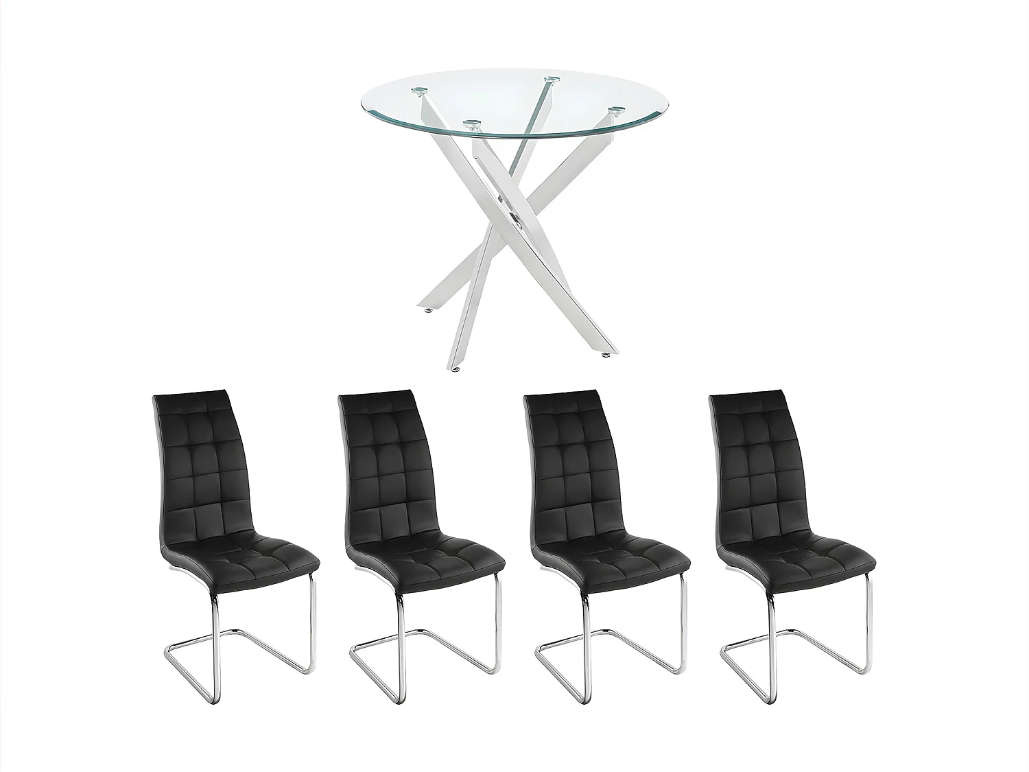 Ensemble table COSIMA + 2 chaises NADYA - Noir