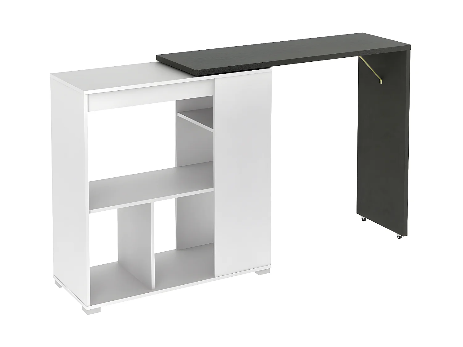 Zestaw barowy: Szafka barowa SATURNE + 2 stołki CALAS - Kolor biały i betonowy