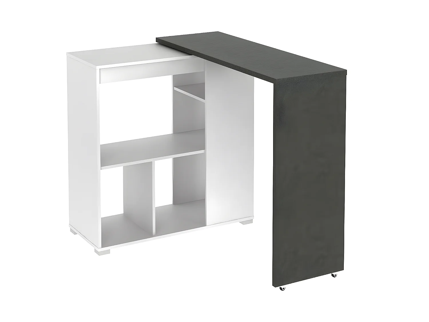 Zestaw barowy: Szafka barowa SATURNE + 2 stołki CALAS - Kolor biały i betonowy