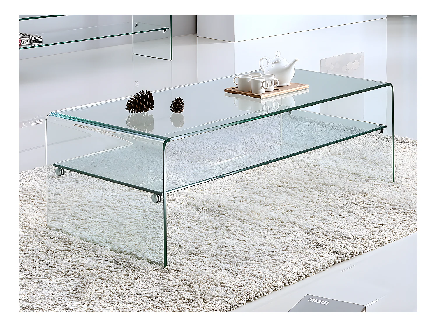 Ensemble Table basse + Meuble TV  - Verre trempé - Séjour design STILEOS