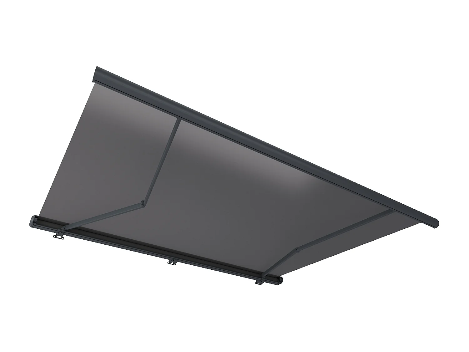 Toldo retrátil motorizado com LEDs e caixa integral 6 x 3,5 m, lona acrílico antracite - GALAXA
