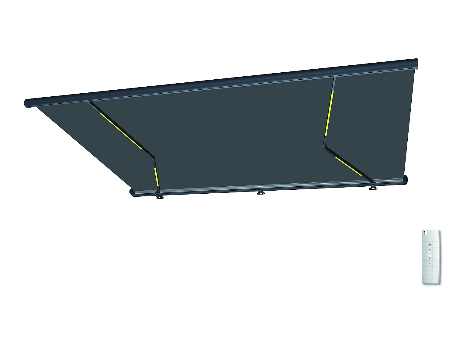 Tendone esterno motorizzato a LED con cassonetto integrale a 6 x 3, 5 m tessuto acrilico antracite GALAXA