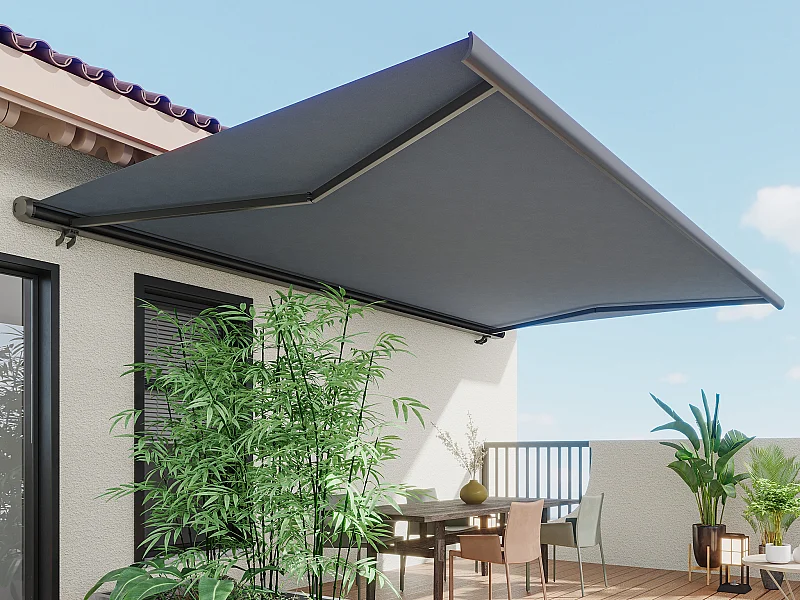 Tendone esterno motorizzato con cassonetto integrale 4 x 3 m antracite CONSTELA