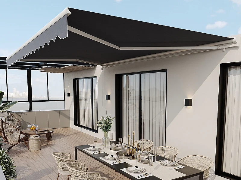 Toldo motorizado con cofre 4 x 3 m antracita - COFANA