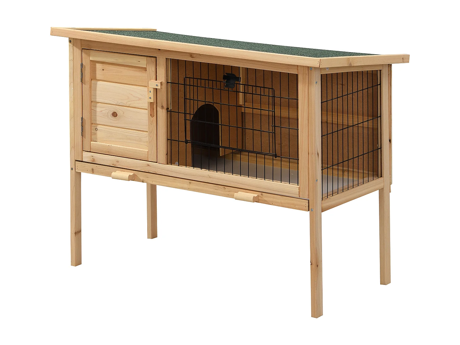 Conigliera su gambe per conigli e roditori L. 91 x P. 45 x H. 70 cm in Legno Naturale - LAPIUS