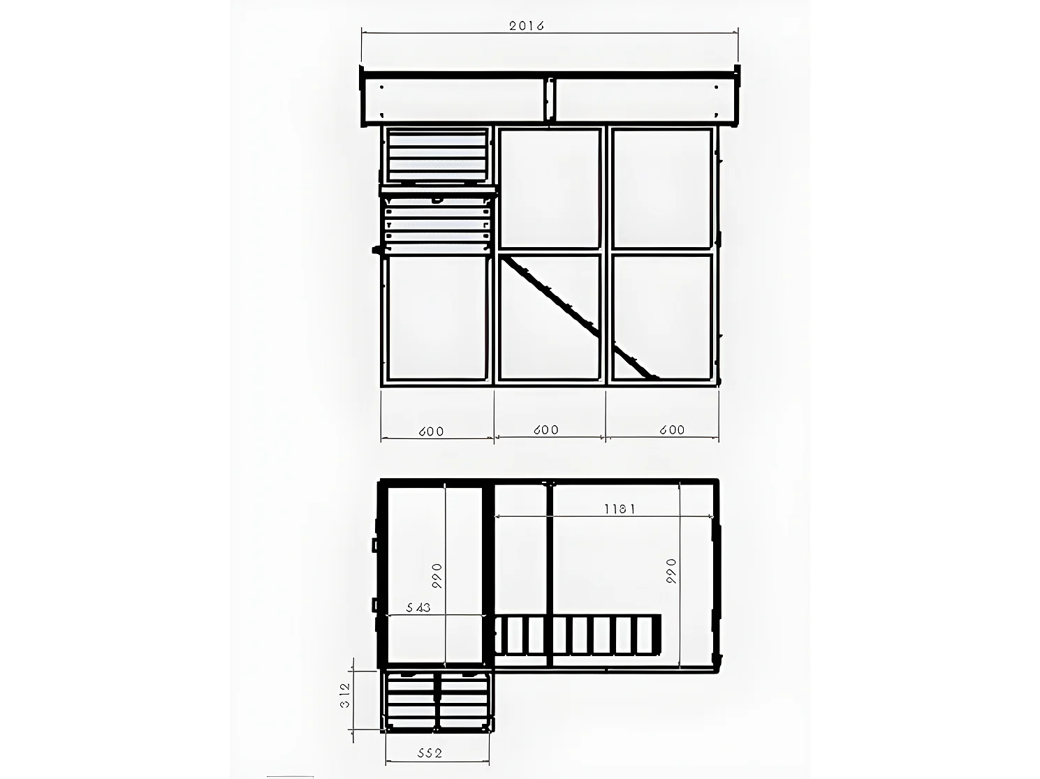 Poulailler en bois avec enclos - 8 poules - L. 201 x P.142 x H. 171 cm- Naturel - GALLUS
