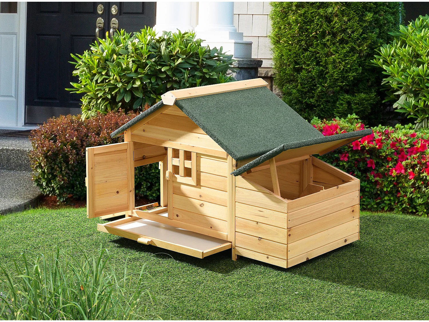 Poulailler en bois avec pondoir - 2 poules - L. 106 x P. 64 x H.71 cm - Naturel- ANSER