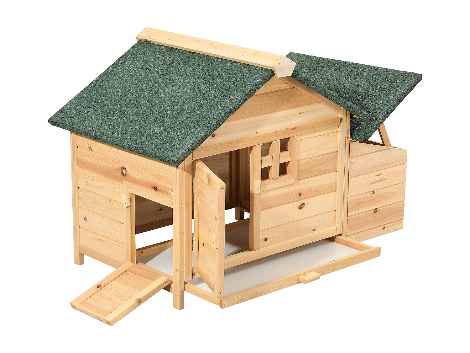 Hühnerstall aus Holz mit Legenest - für 2 Hühner - 106 x 64 x 71 cm - Holzfarben - ANSER