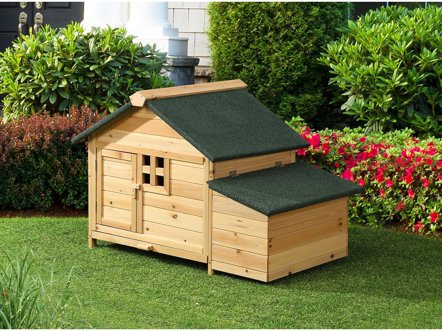 Vente-unique Hühnerstall Aus Holz Mit Legenest - Für 2 Hühner - 106 X 64 X 71 Cm - Holzfarben - Anser
