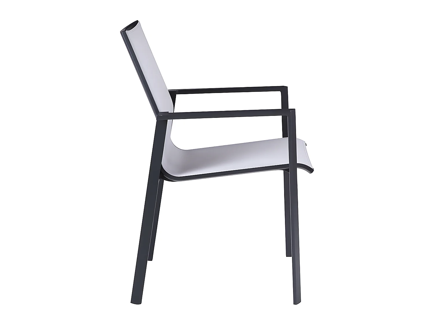 Juego de 2 sillones de jardín apilables de aluminio y textileno - Gris claro y negro - VALERA