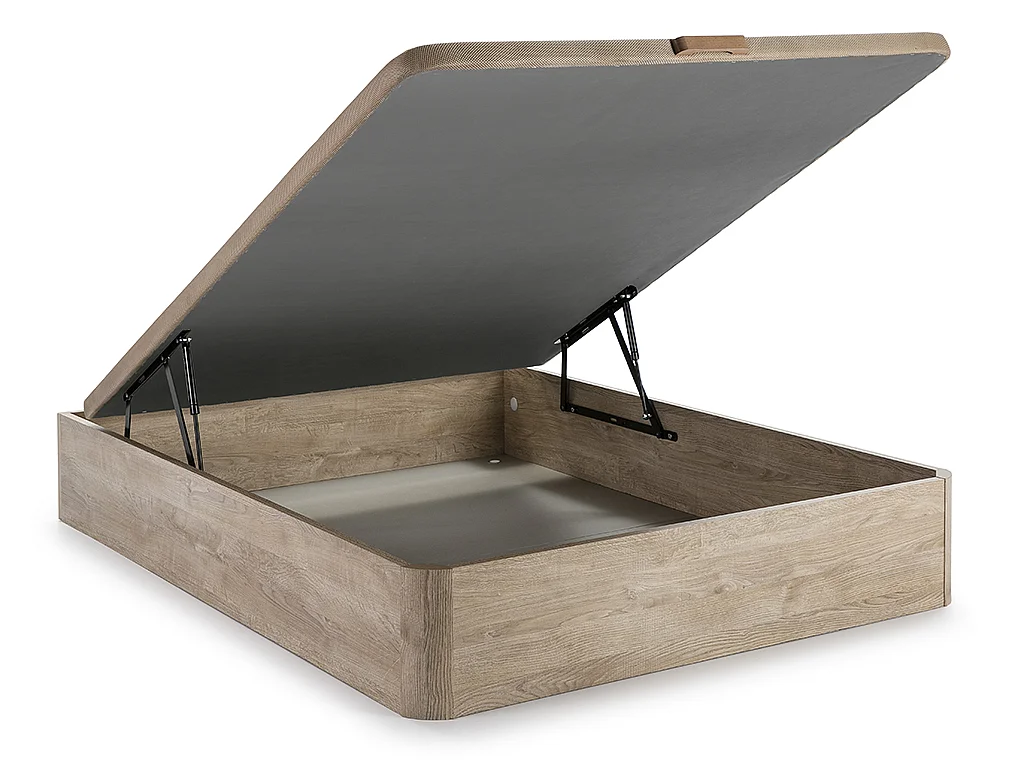 Sengetøj 140 x 190 cm - lyse naturboks opbevaringsboks + hybrid pocketfjedermadras + dyne + 2 puder - MARQUIS