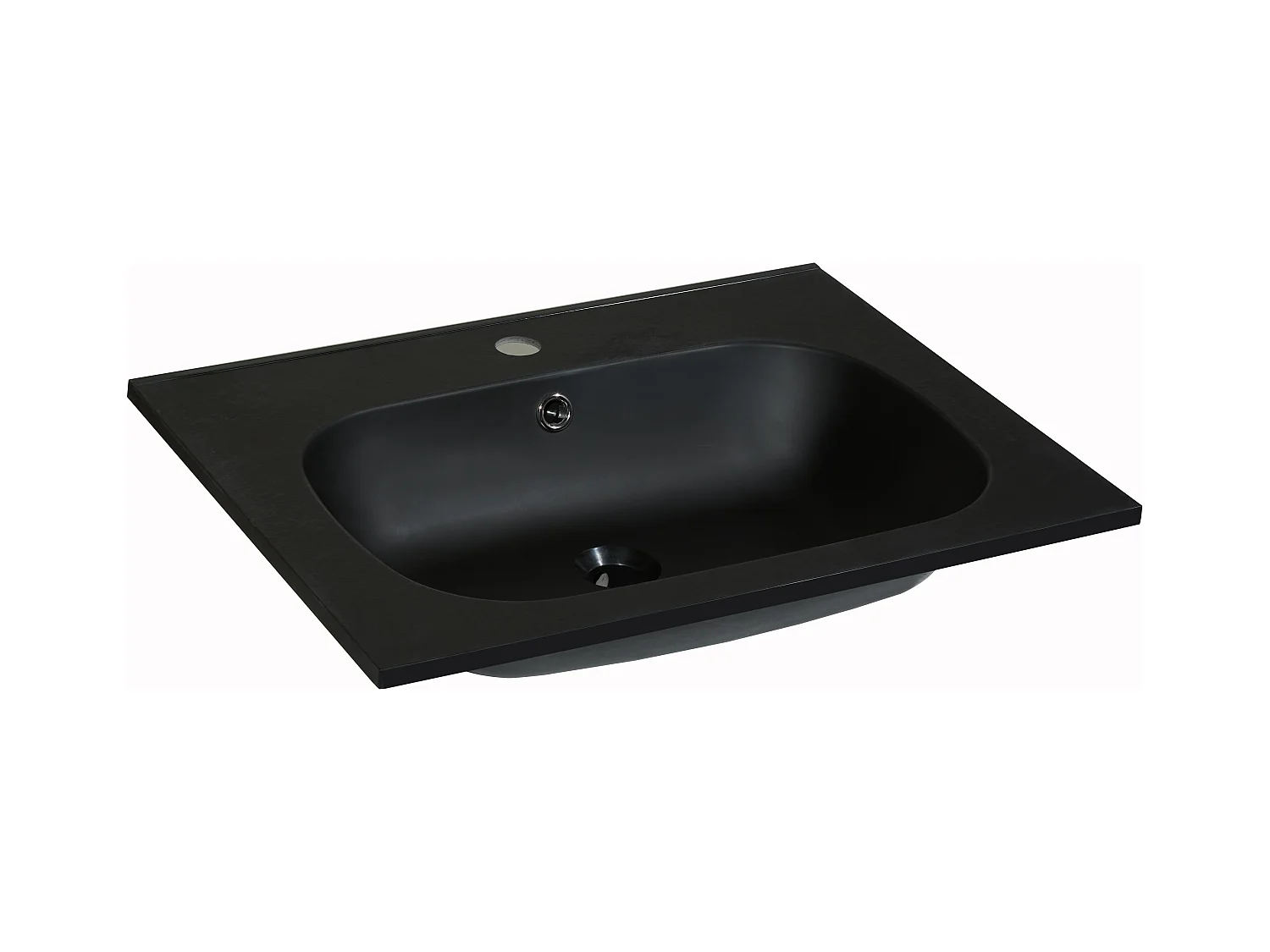 Inbouwwastafel in hars met steenlook - Zwart - L60 x B46 cm - OKIWA