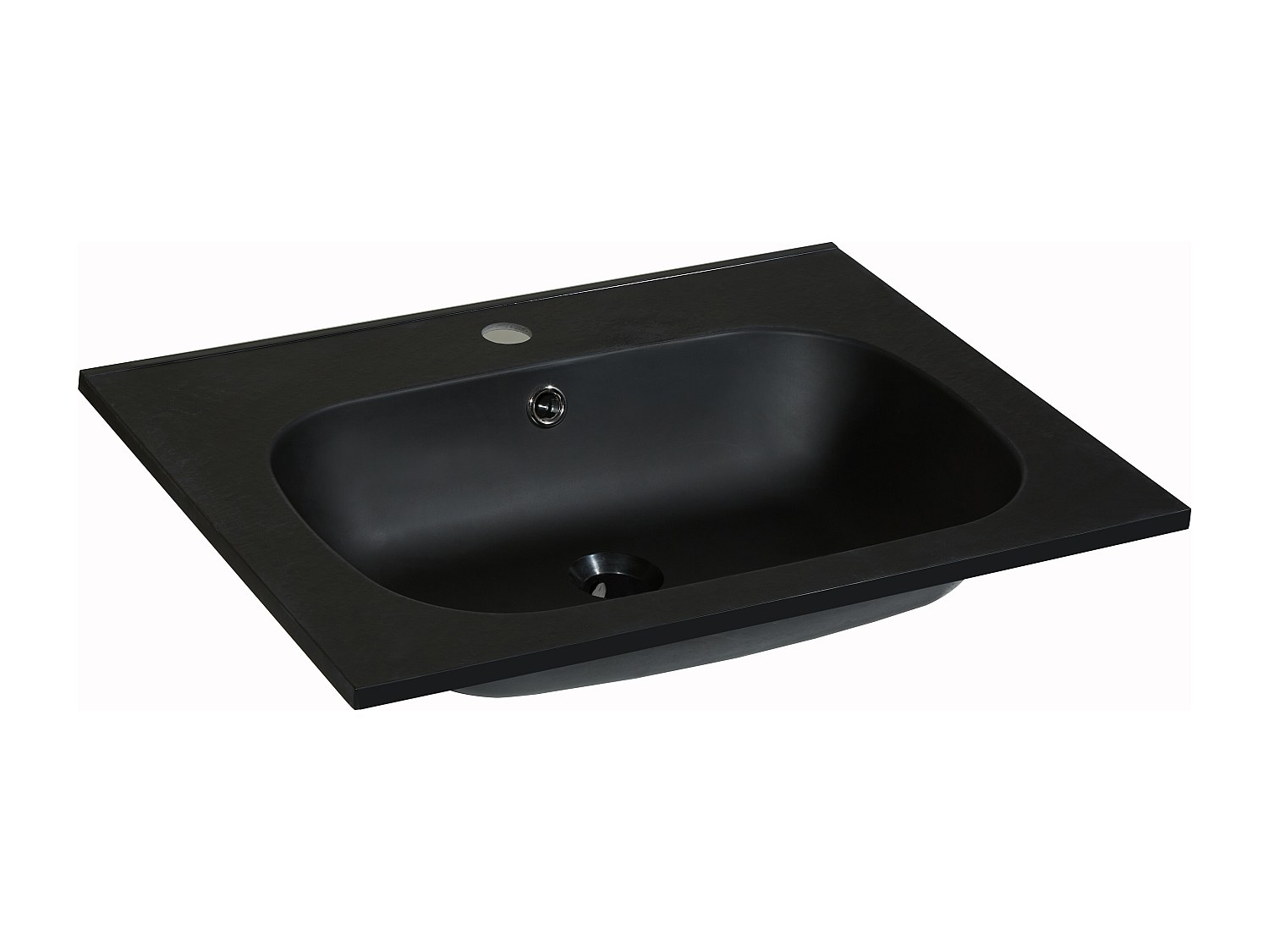 Einbauwaschbecken aus Kunstharz in Stein-Optik - L60 x B46 cm - Schwarz - O günstig online kaufen