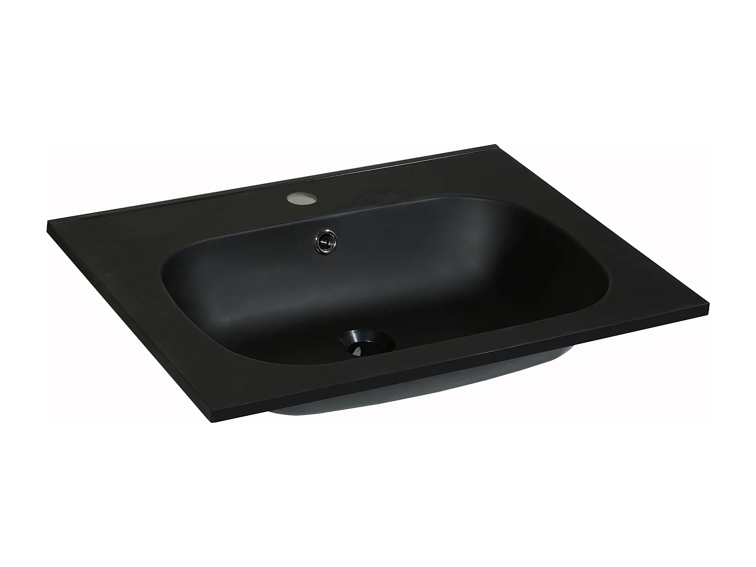 Inbouwwastafel in hars met steenlook - Zwart - L60 x B46 cm - OKIWA