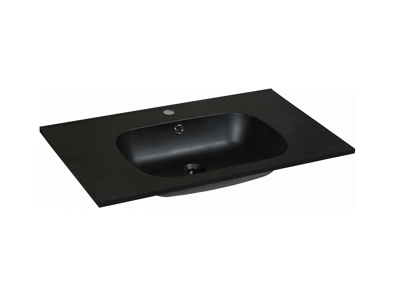 Inbouwwastafel in hars met steenlook - Zwart - L80 x B46 cm - OKIWA