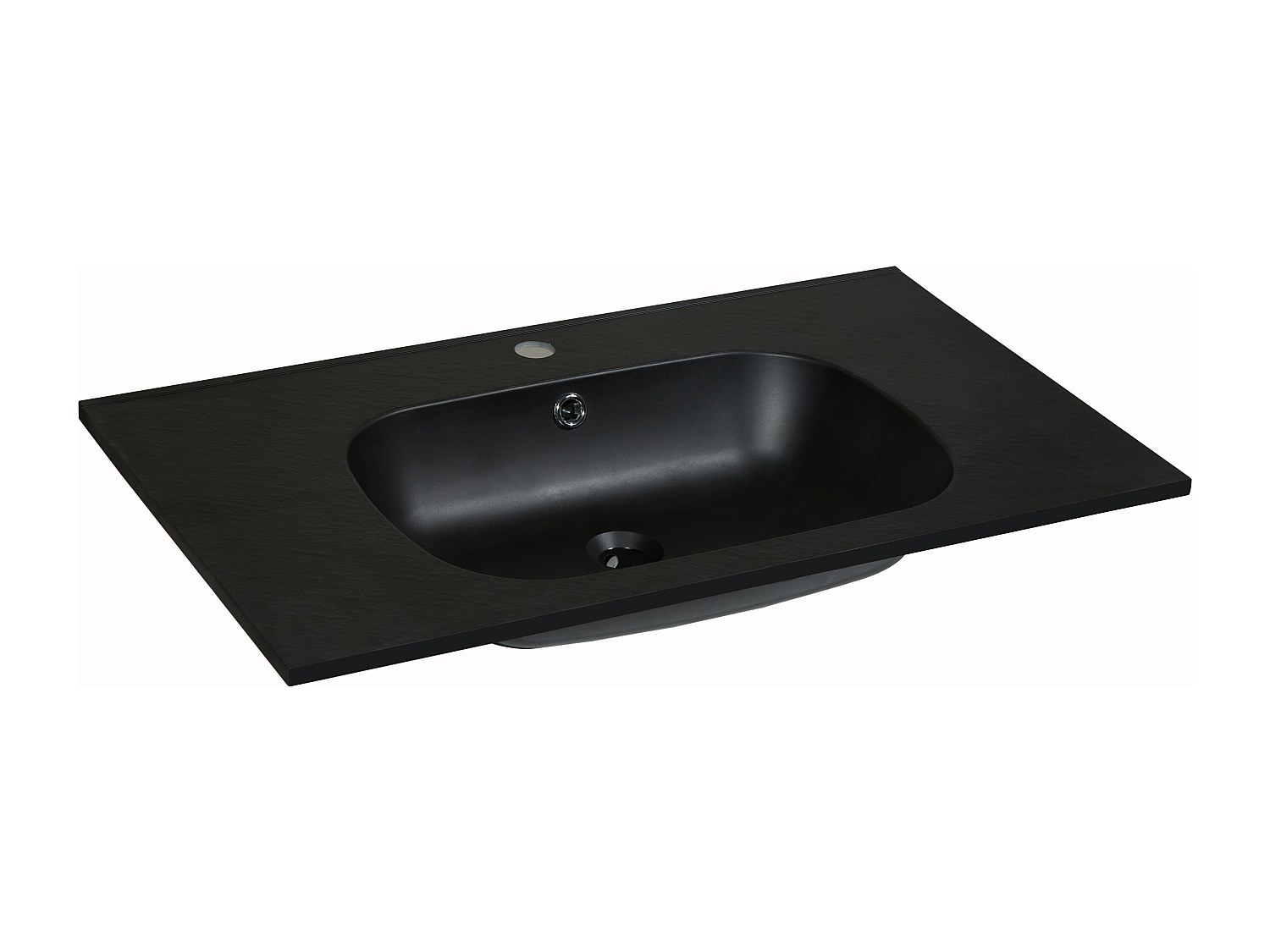 Einbauwaschbecken aus Kunstharz in Stein-Optik - L80 x B46 cm - Schwarz - O günstig online kaufen