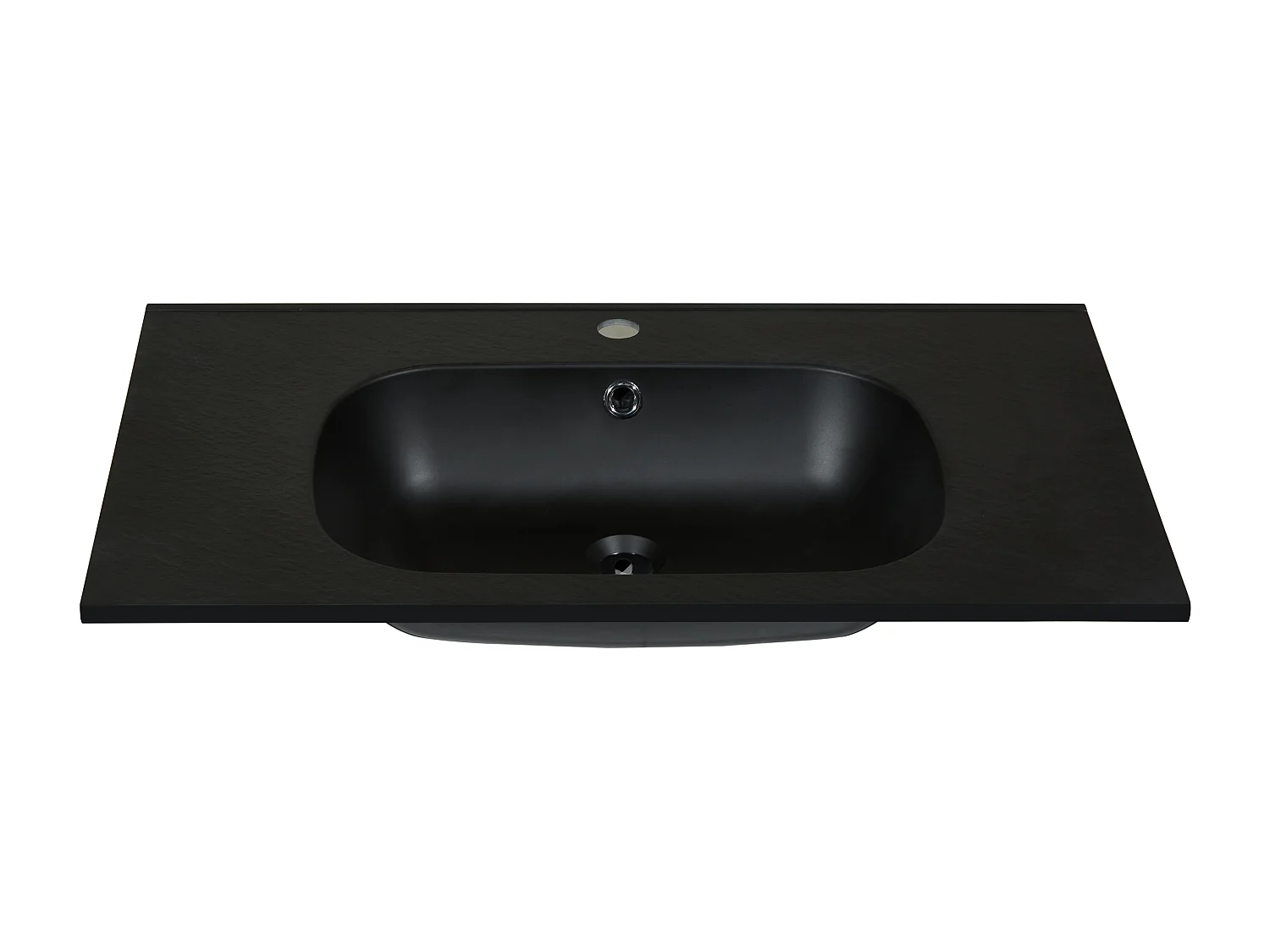 Einbauwaschbecken aus Kunstharz in Stein-Optik - L80 x B46 cm - Schwarz - OKIWA