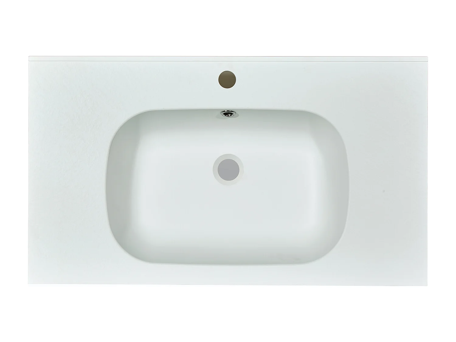 Einbauwaschbecken aus Kunstharz in Stein-Optik - L80 x B46 cm - Weiß - OKIWA