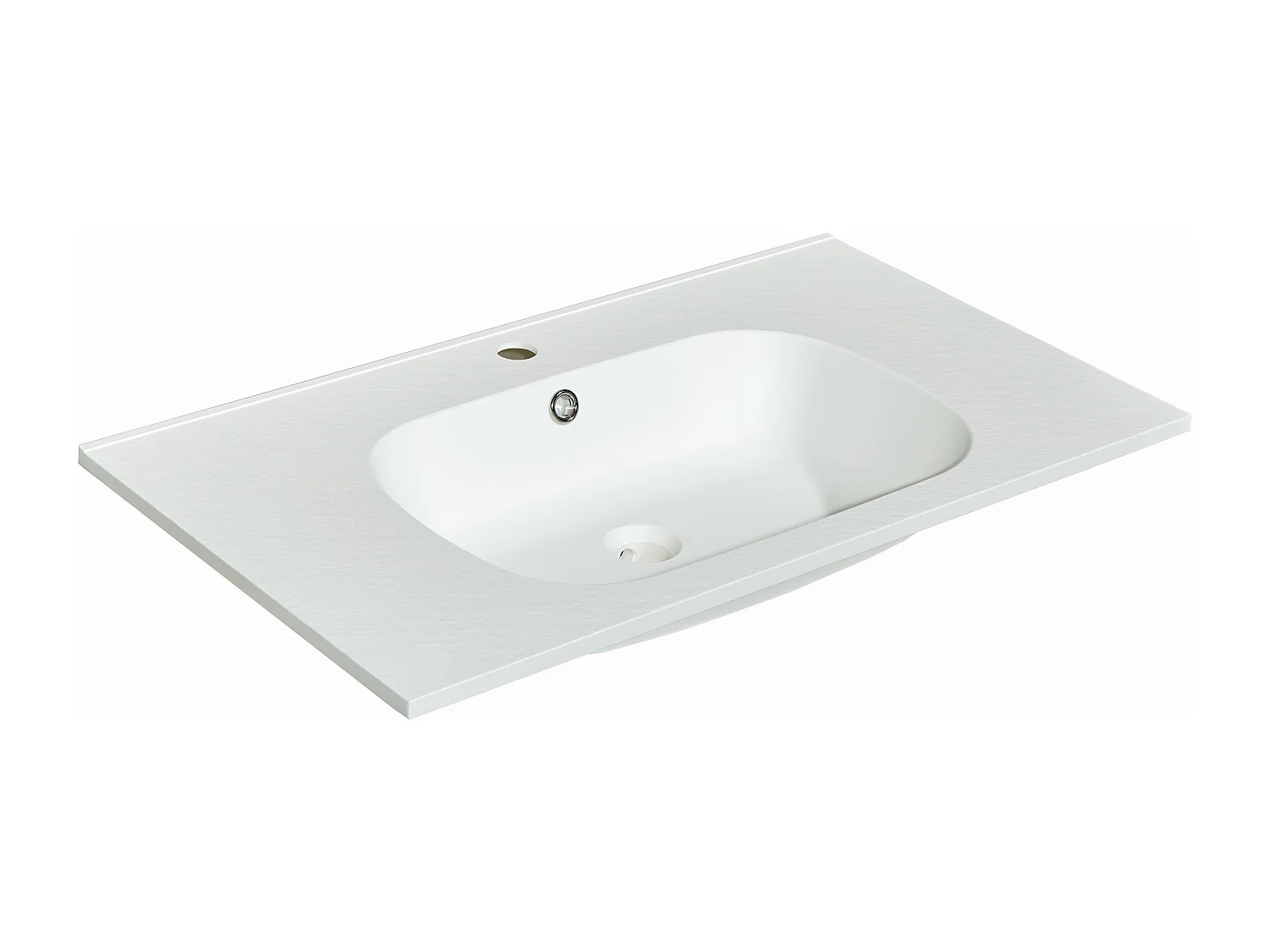 Einbauwaschbecken aus Kunstharz in Stein-Optik - L80 x B46 cm - Weiß - OKIWA