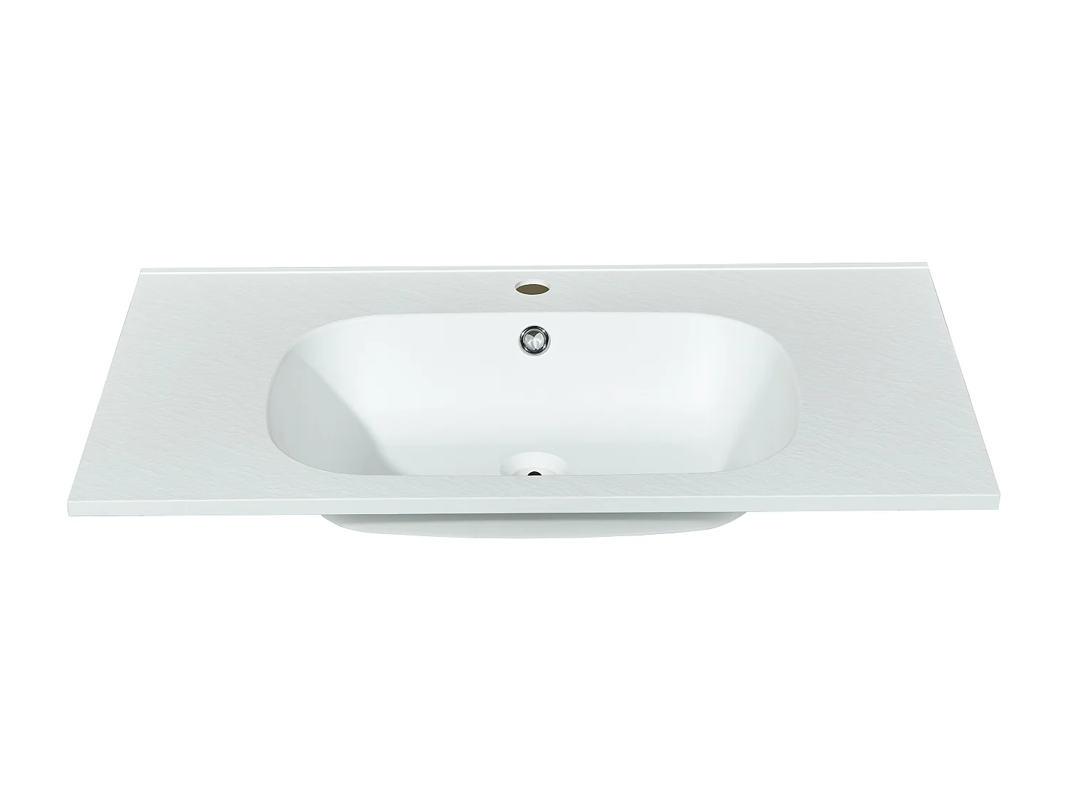 Einbauwaschbecken aus Kunstharz in Stein-Optik - L80 x B46 cm - Weiß - OKIWA