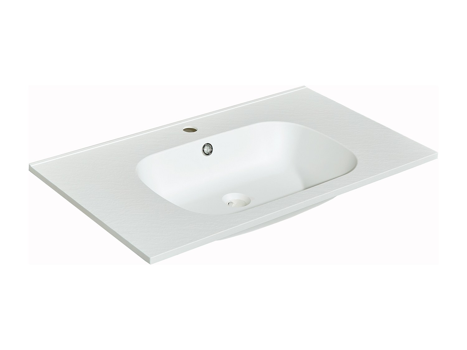 Einbauwaschbecken aus Kunstharz in Stein-Optik - L80 x B46 cm - Weiß - OKIW günstig online kaufen