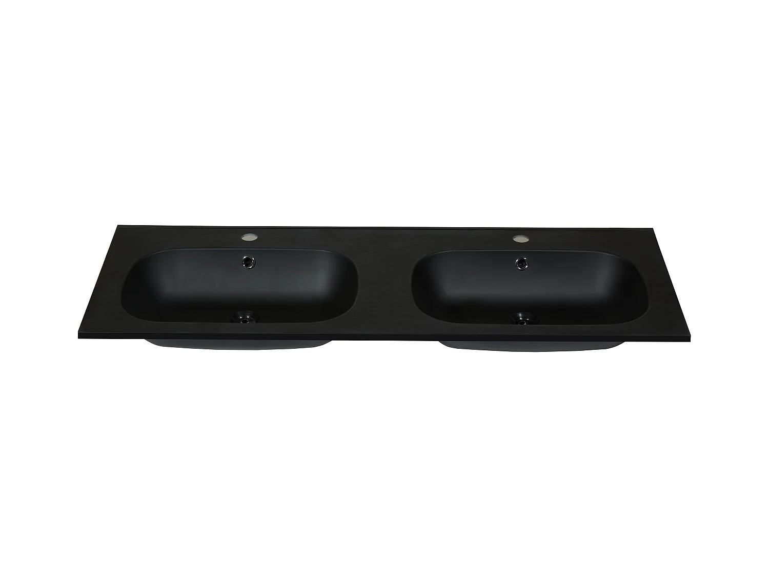 Double vasque à encastrer en résine effet pierre - Noir - L120 x l46 cm - ATIWA