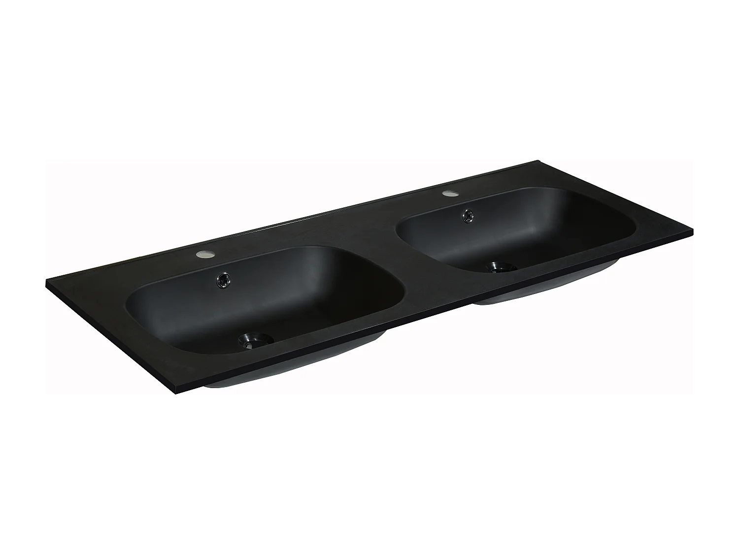 Dubbele inbouwwastafel in hars met steenlook - Zwart - L120 x B46 cm - ATIWA