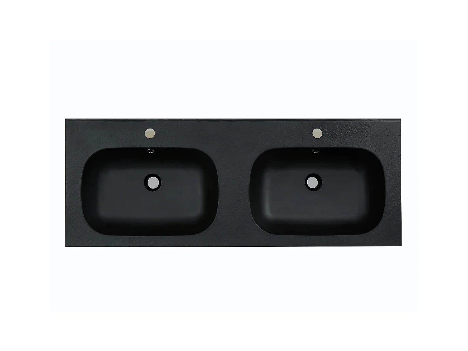 Dubbele inbouwwastafel in hars met steenlook - Zwart - L120 x B46 cm - ATIWA