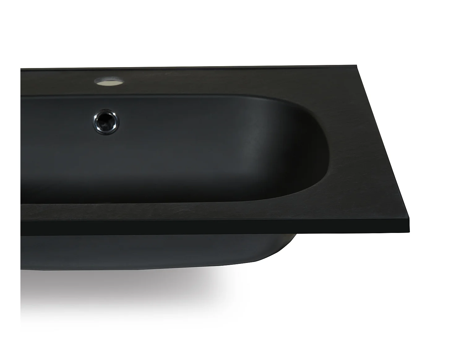 Dubbele inbouwwastafel in hars met steenlook - Zwart - L120 x B46 cm - ATIWA