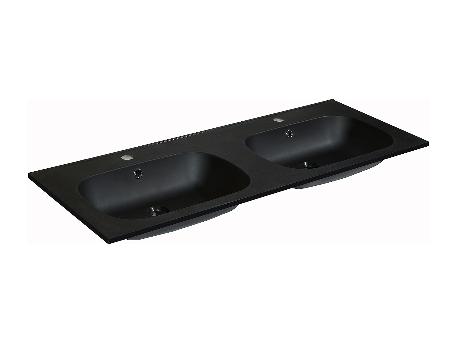 Doppeleinbauwaschbecken aus Kunstharz in Stein-Optik - Schwarz - 120 x 46 c günstig online kaufen