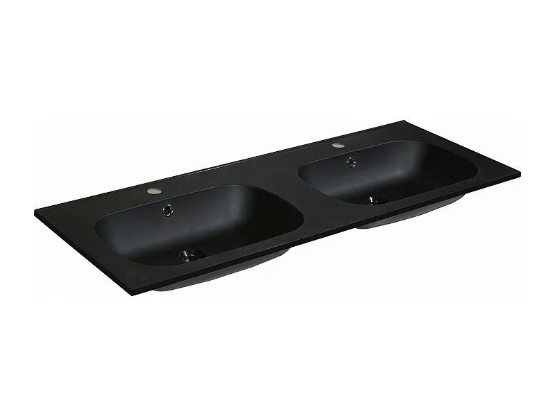 Double vasque à encastrer en résine effet pierre - Noir - L120 x l46 cm - ATIWA
