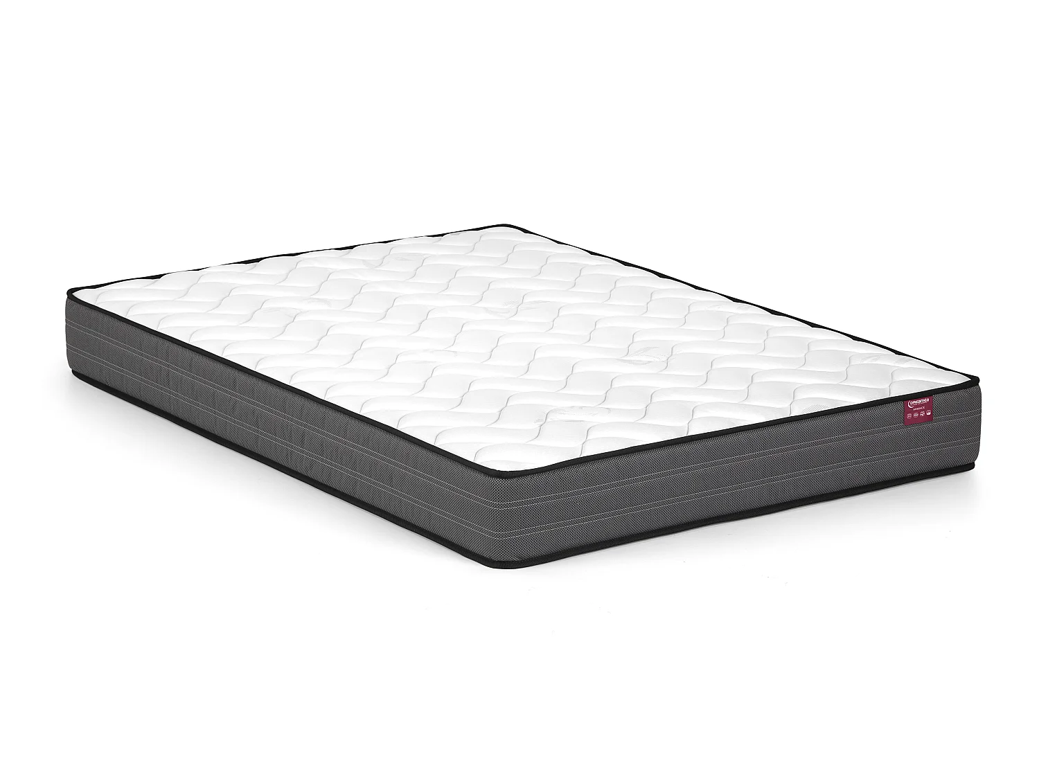 Sparset: Bett 140 x 190 cm + Matratze + Lattenrost + Bettdecke + 2 Kopfkissen - Weiß & Naturfarben - LEANDRE