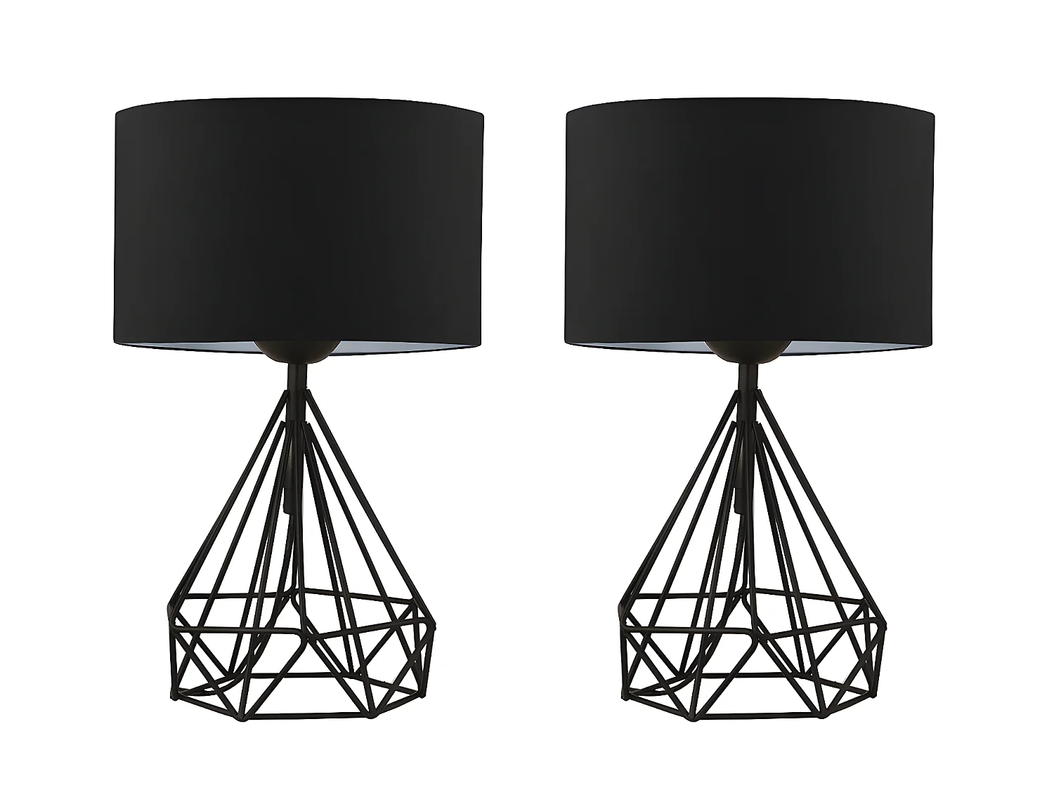 Tischleuchte 2er-Set - Metall & Stoff - H. 41 cm - ANAIA