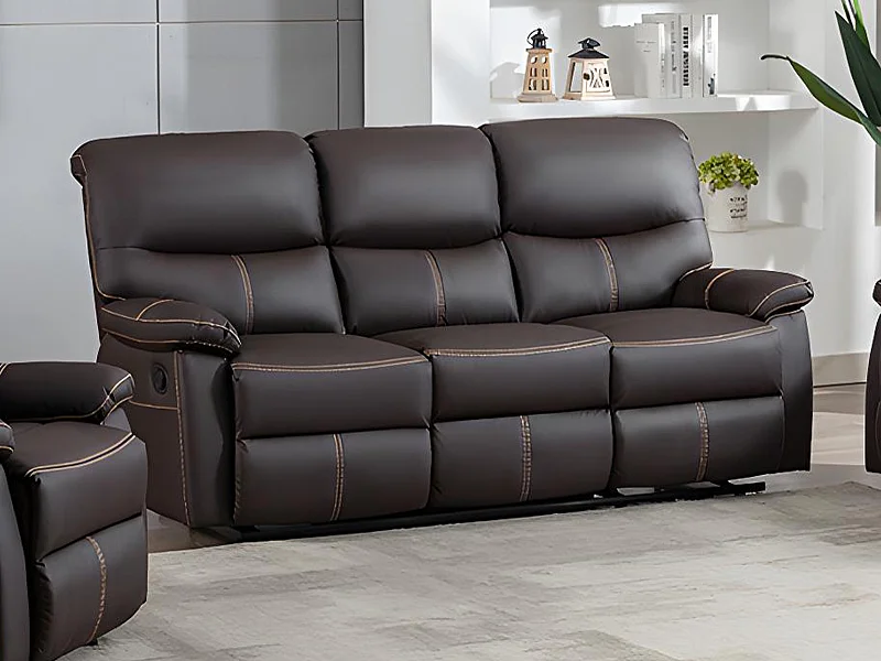 Canapé 3 places relax en simili marron CANBY