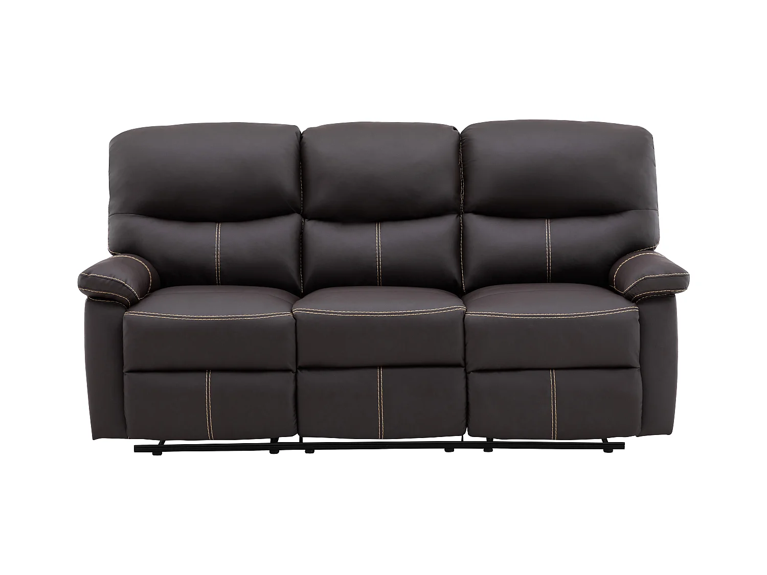 Sofá de 3 lugares articulado em pele sintética castanha - CANBY