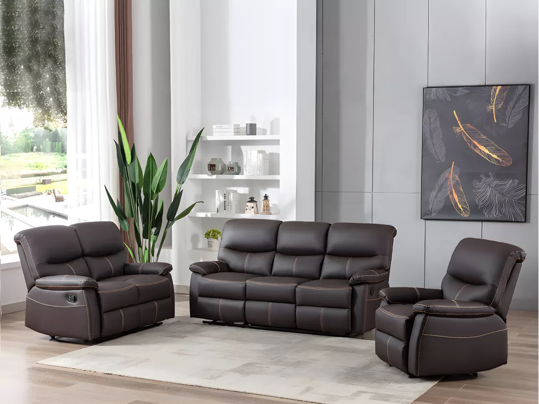 Kauf Unique Relaxsofa 3-Sitzer - Kunstleder - Braun - CANBY