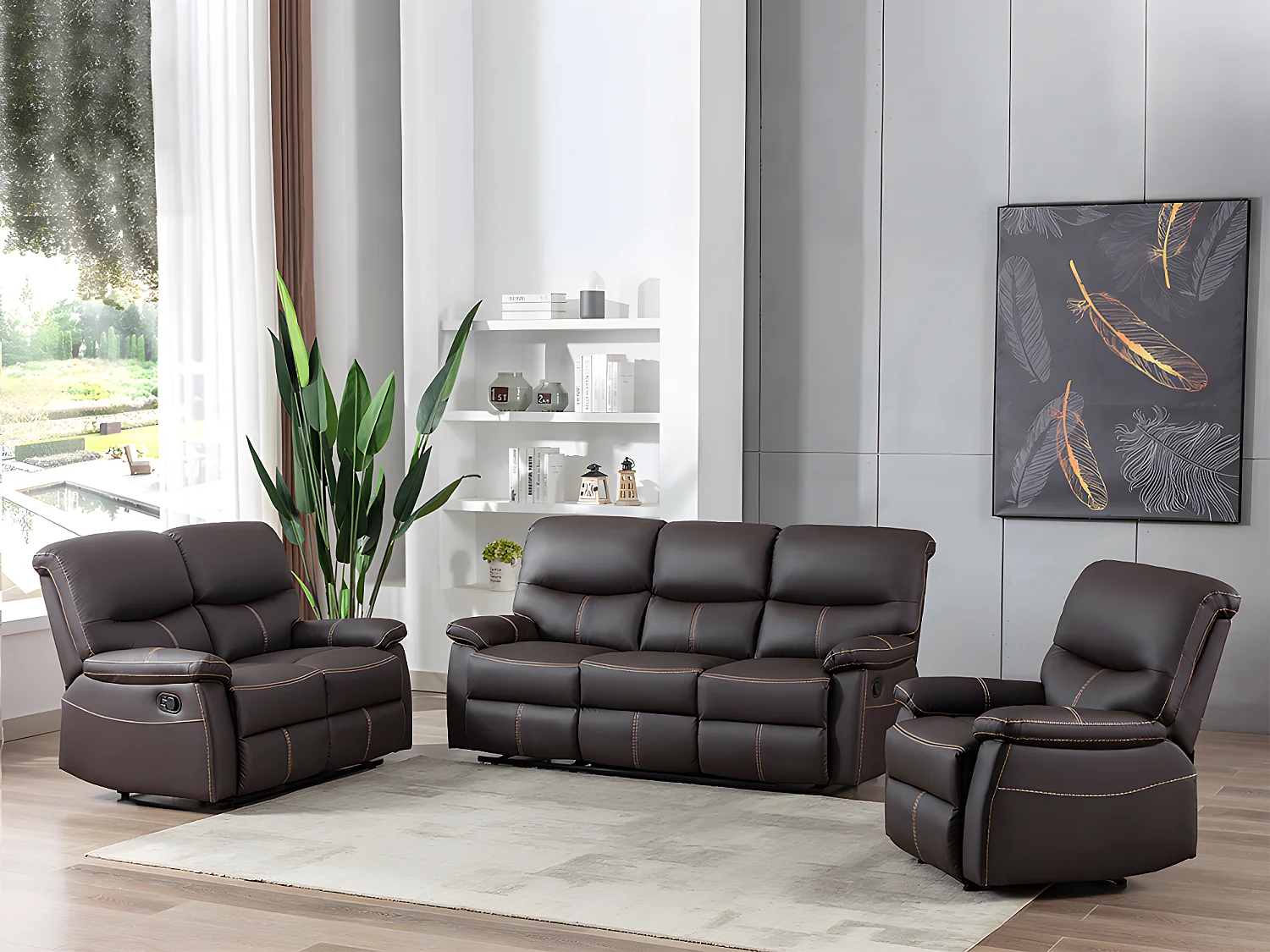 Fauteuil relax en simili marron CANBY