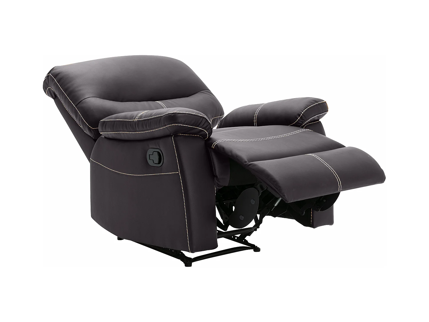 Sillón relax de piel sintética marrón CANBY