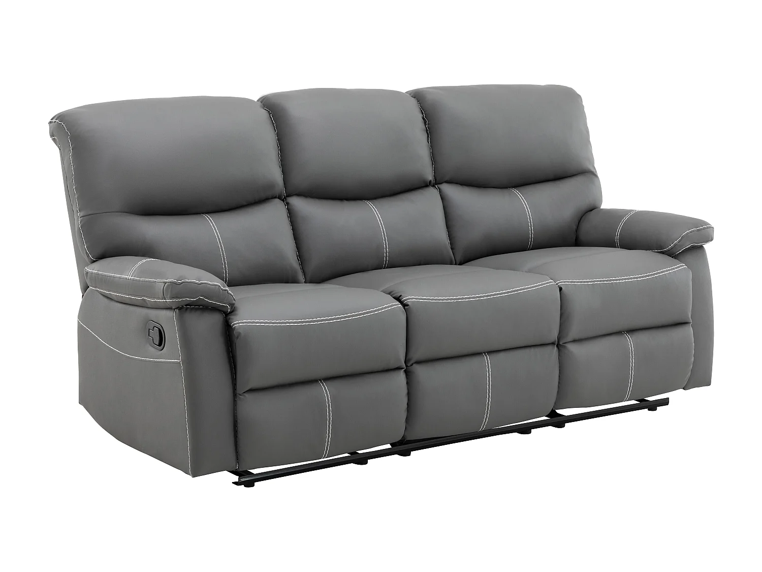 Relaxsofa 3-Sitzer - Kunstleder - Grau - CANBY